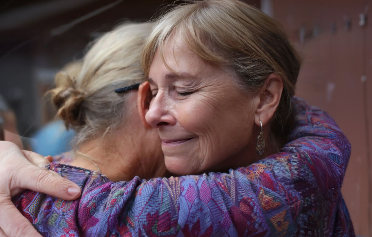 two women hugging